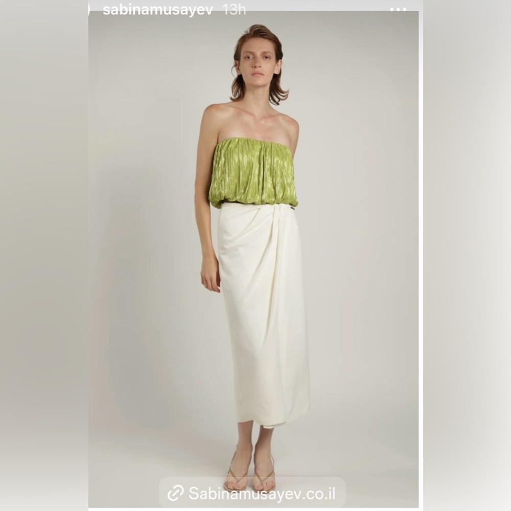 Sabina musayev wrap style maxi skirt Grecian S with gold hardware